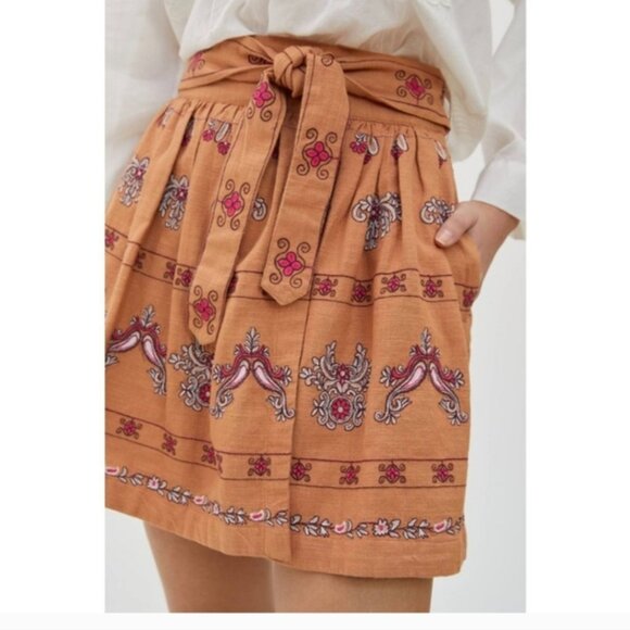 Anthropologie Meghan Embroidered miniskirt Sz.10 - Picture 3 of 5